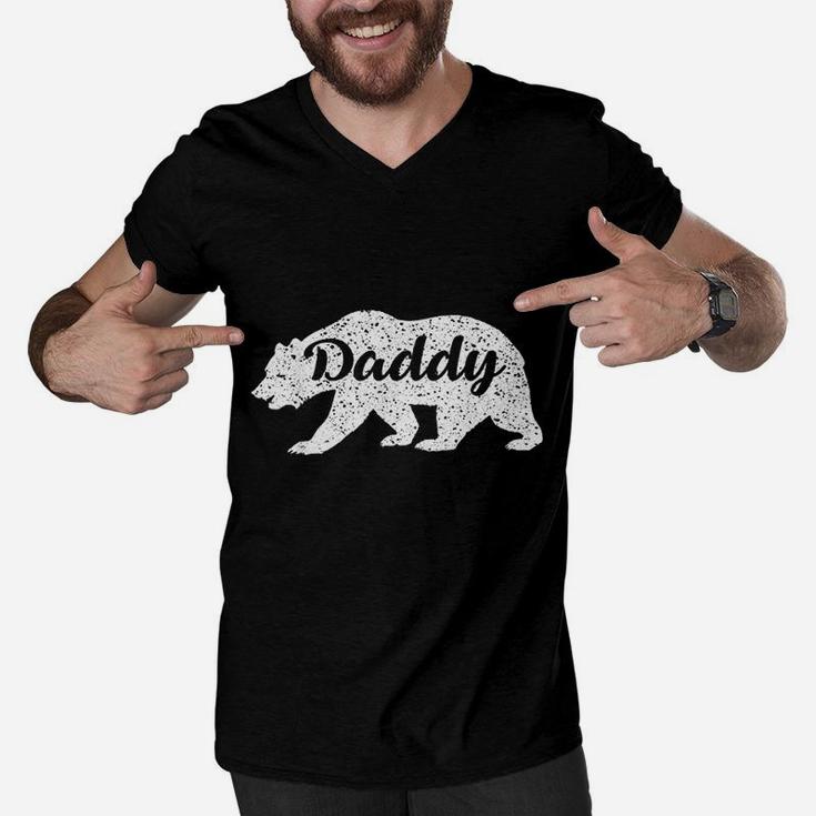 Vintage Daddy Bear Funny Dad Camping Men V-Neck Tshirt