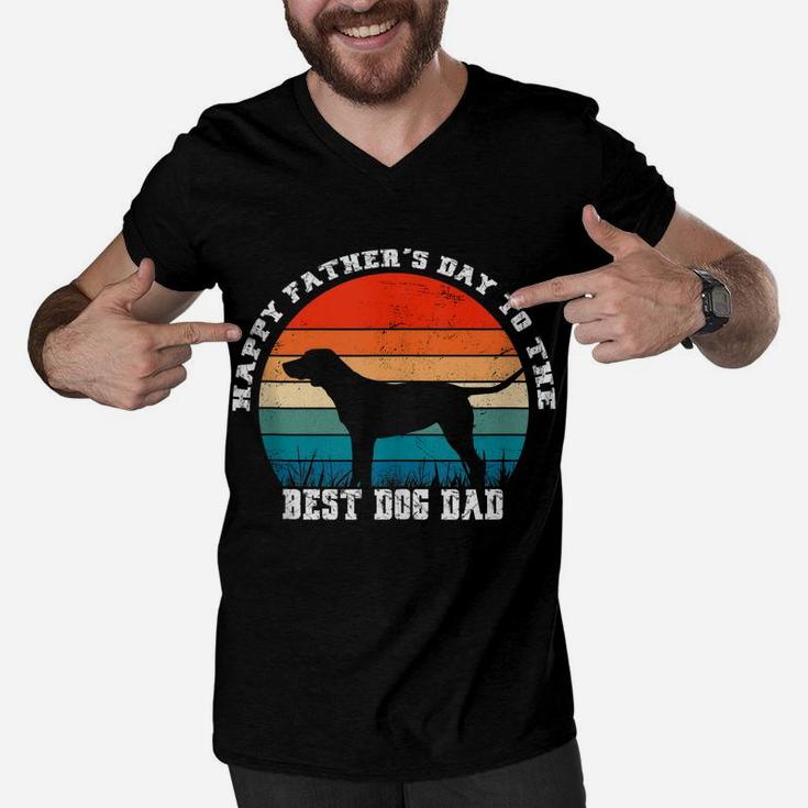 Vintage Happy Father’S Day To The Best Dog Dad Men V-Neck Tshirt