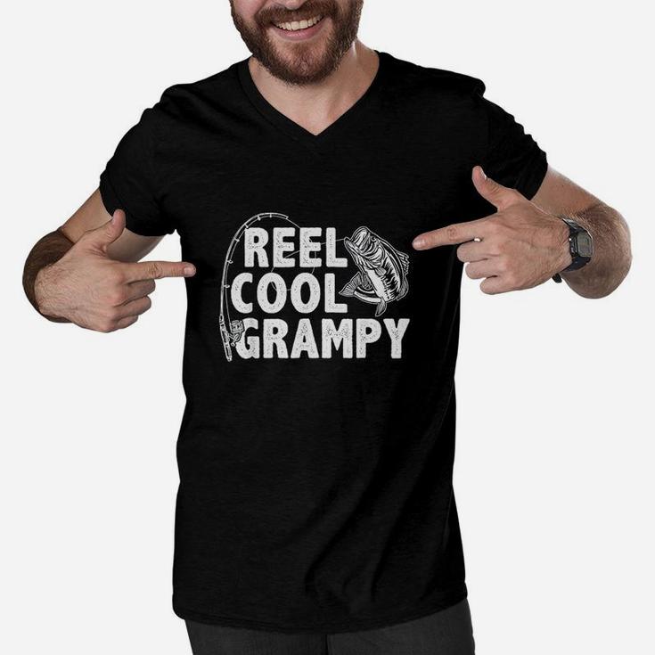 Vintage Reel Cool Grampy Loves Fishing Gift Father Day Men V-Neck Tshirt