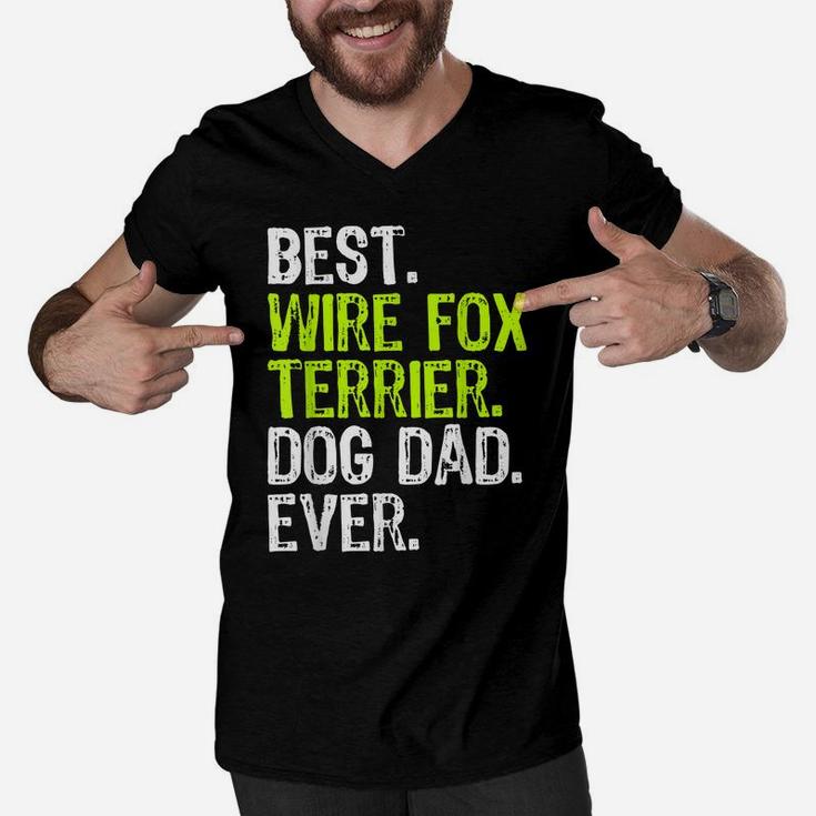Wire Fox Terrier Dog Dad Fathers Day Funny Dog Lovers Gift Men V-Neck Tshirt