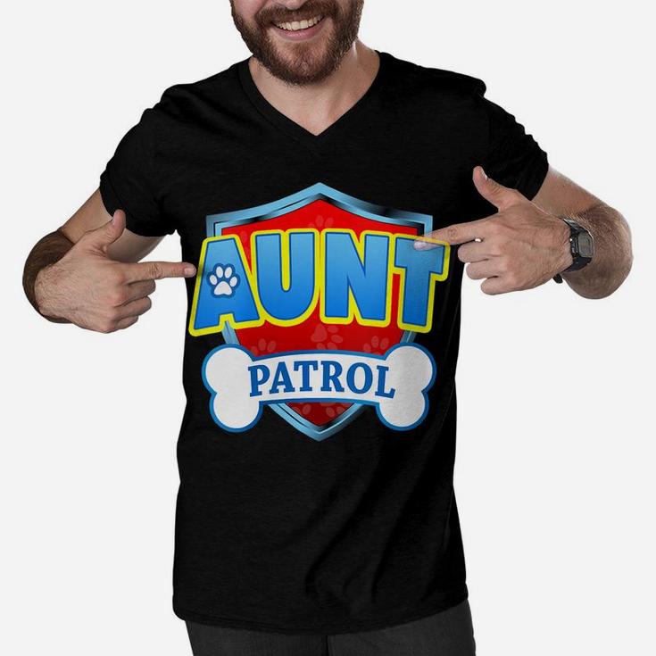 Womens Funny Aunt Patrol - Dog Mom, Dad For Men Women Men V-Neck Tshirt