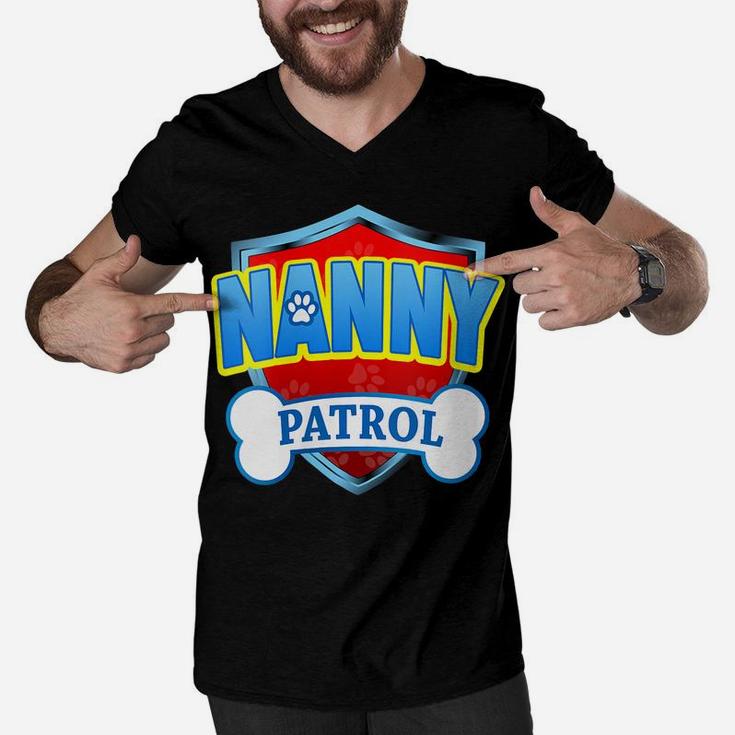 Womens Funny Nanny Patrol - Dog Mom, Dad For Men Women Men V-Neck Tshirt