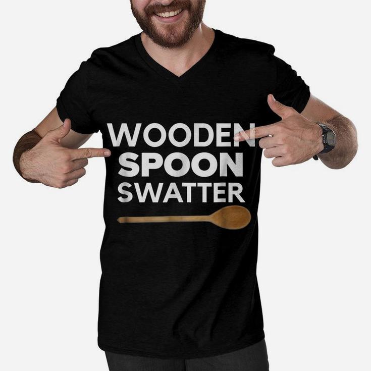 Wooden Spoon Swatter Shirt Funny Mom Dad Parents Matching Men V-Neck Tshirt