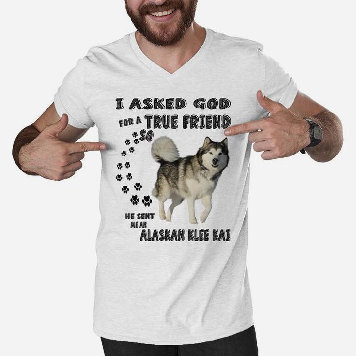 Alaskan Klee Kai Quote Mom Dad Costume, Cute Mini Husky Dog Men V-Neck Tshirt