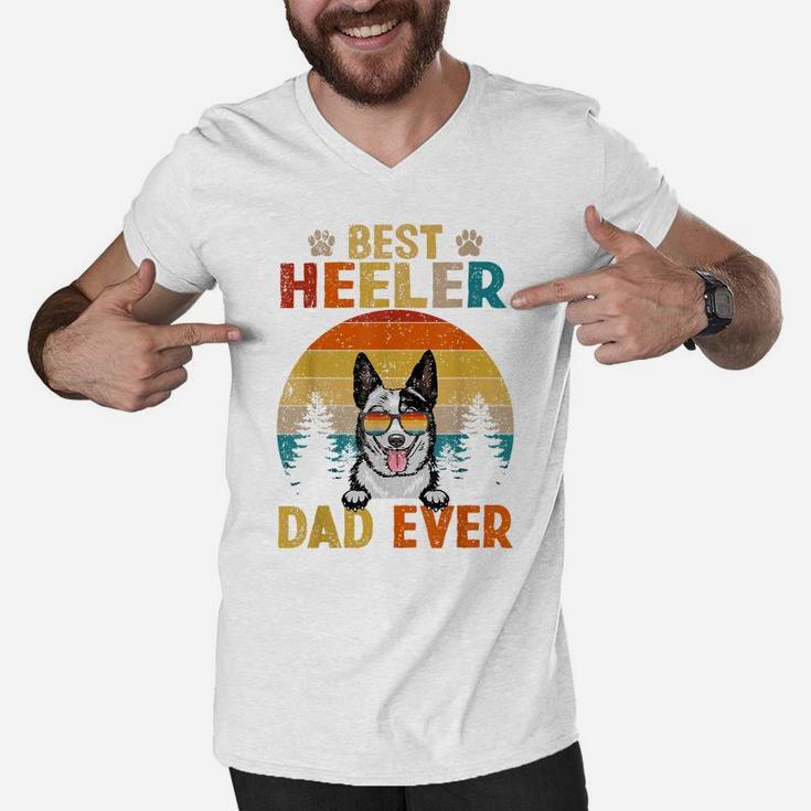 Best Heeler Dad Ever Vintage Dog Lover Men V-Neck Tshirt