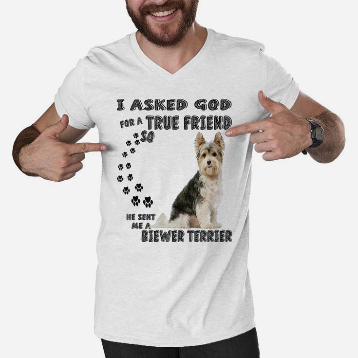 Biewer Yorkshire Terrier Quote Mom Dad Art, Cute Beaver Dog Men V-Neck Tshirt