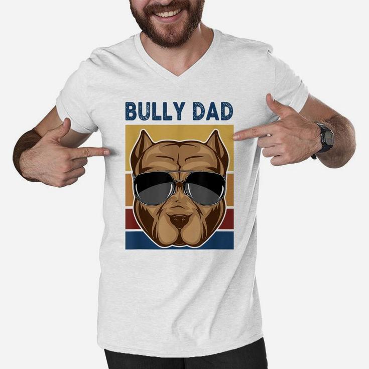 Bully Dad Funny American Bully Dog Owner Dog Dad Fathers Day Men V-Neck Tshirt