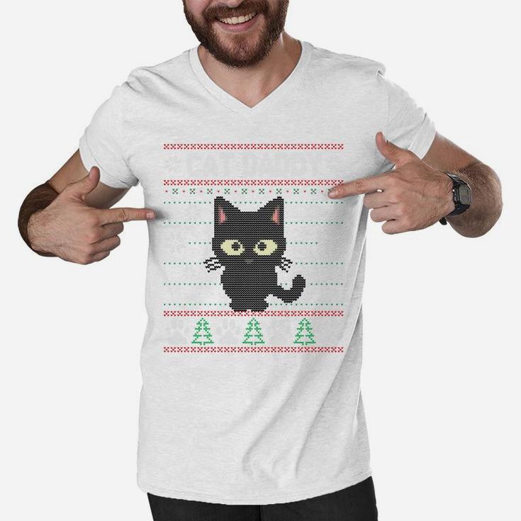 Cat Daddy Ugly Christmas Sweater Pajama Matching Xmas Gift Sweatshirt Men V-Neck Tshirt