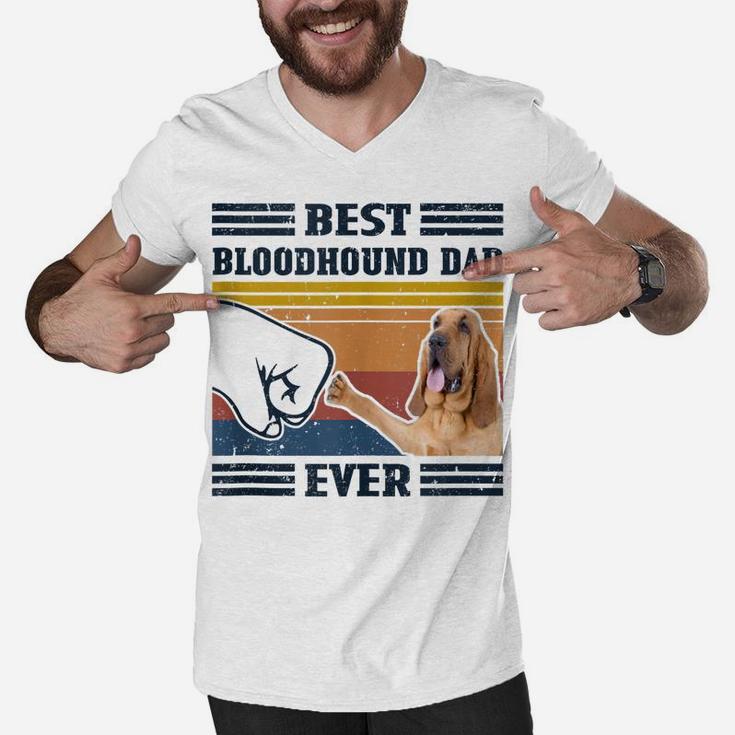 Dog Vintage Best Bloodhound Dad Ever Father's Day Men V-Neck Tshirt