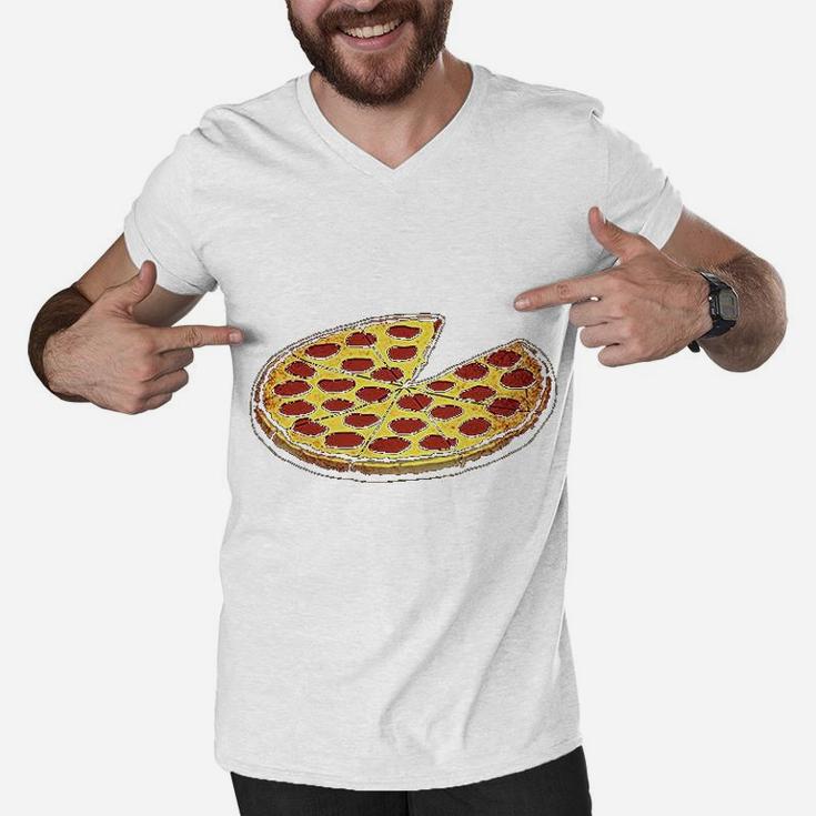 Funny Dads Pizza Pie And Slice Dad Men V-Neck Tshirt