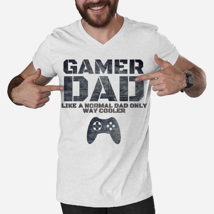 Funny Father Dad Daddy Husband Gift Tshirt Gamer Dad Men V-Neck Tshirt