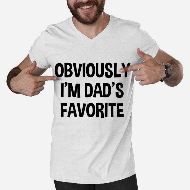 Funny Obviously I'm Dad's Favorite Child Children Siblings Men V-Neck Tshirt