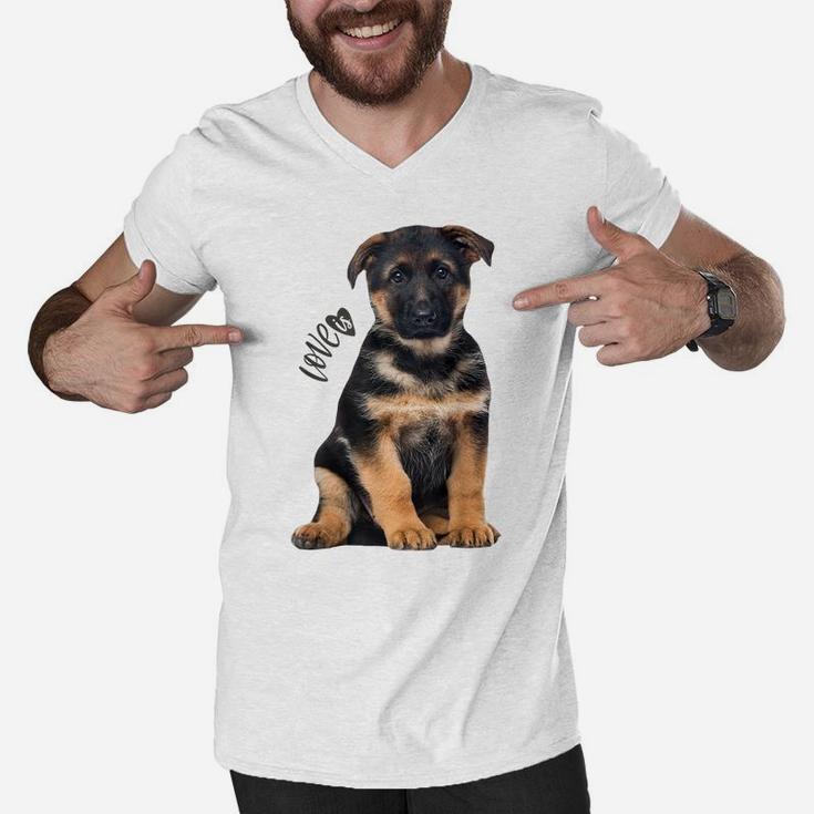 German Shepherd Shirt Shepard Dog Mom Dad Love Pet Puppy Tee Men V-Neck Tshirt