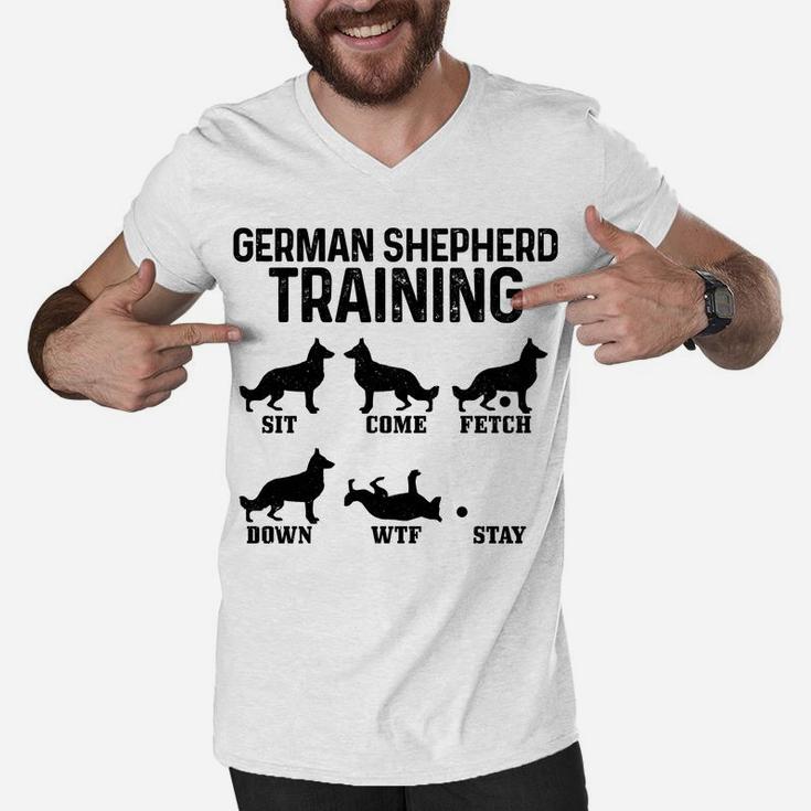 German Shepherd Training Funny Dog German Shepherd Mom Dad Men V-Neck Tshirt