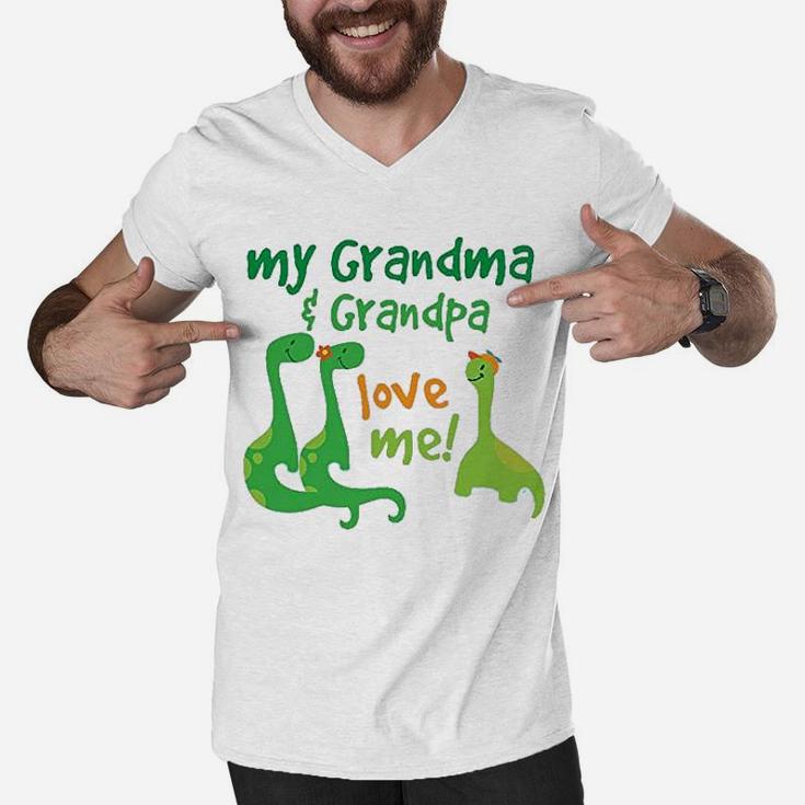 Grandma Grandpa Love Me Dinosaurs Men V-Neck Tshirt