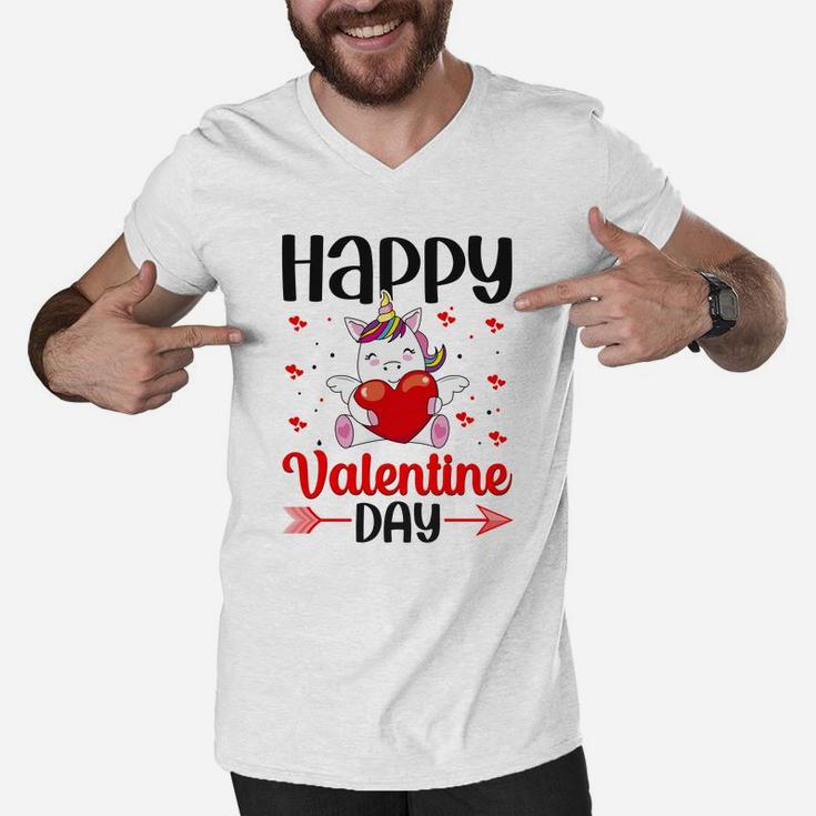 Happy Valentine Day Unicorn Gift Happy Valentines Day Men V-Neck Tshirt
