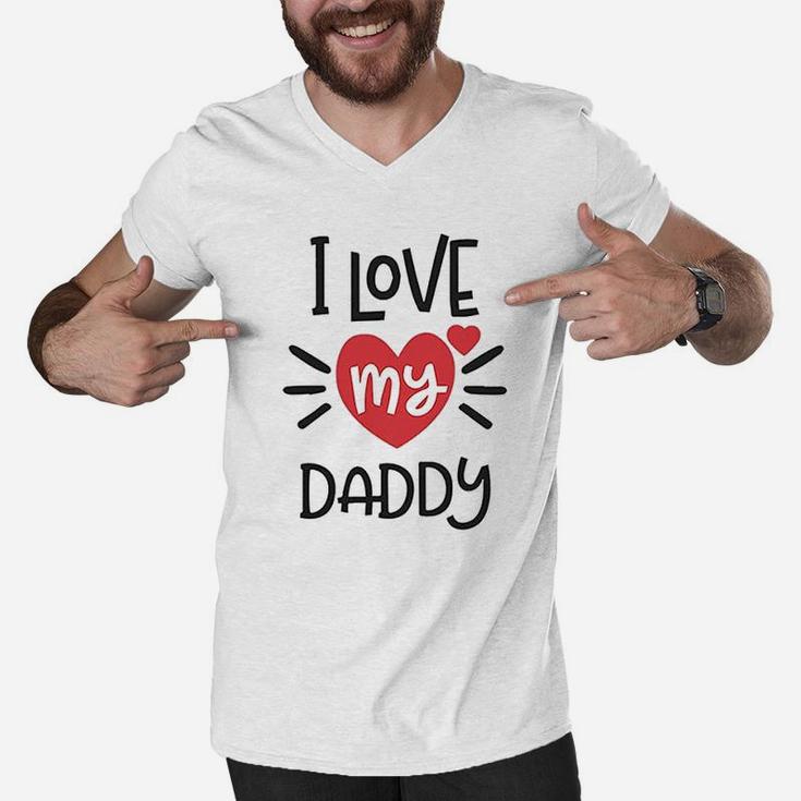 I Heart My Daddy Love Dad Fathers Day Men V-Neck Tshirt