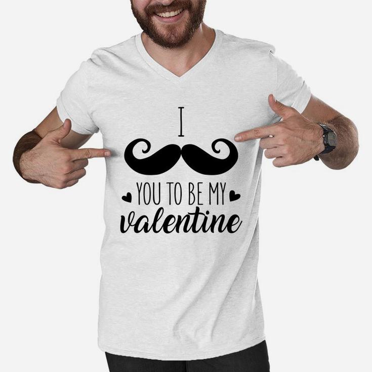 I Mustache You To Be My Valentine Gift For Valentine Happy Valentines Day Men V-Neck Tshirt