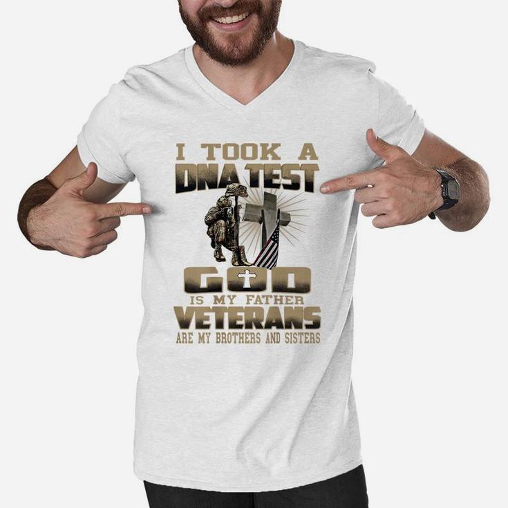 I Took A Dna Test God Is My Father Veteran Men V-Neck Tshirt