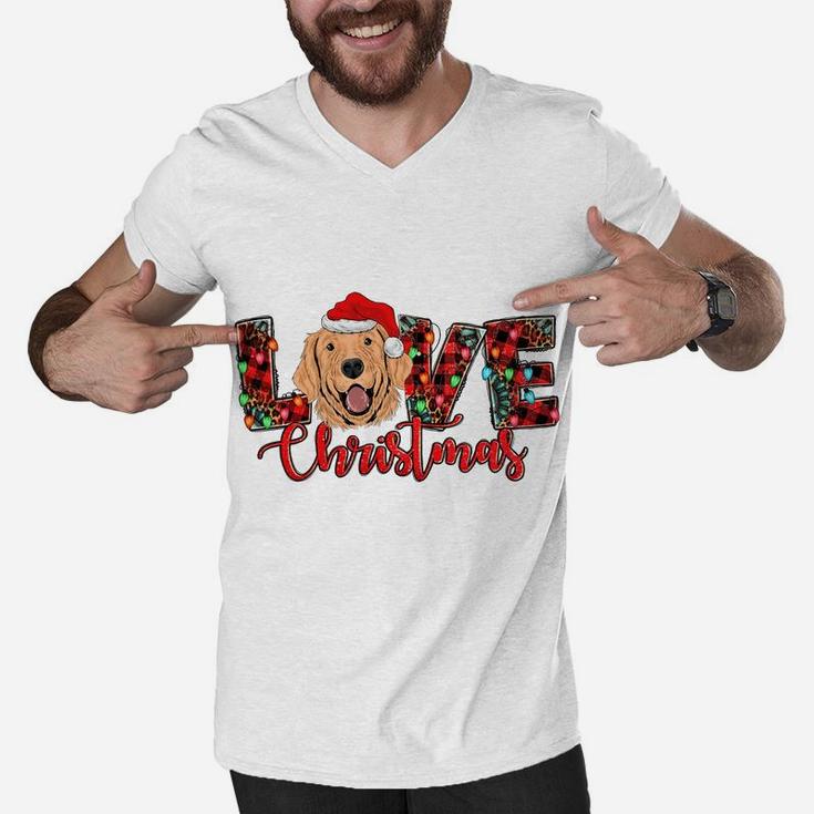 Love Golden Retriever Christmas Shirt Frenchie Mom Dog Dad Sweatshirt Men V-Neck Tshirt