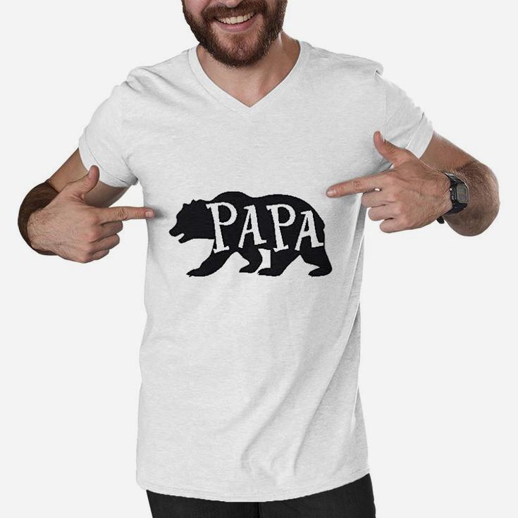 Matching Father And Son Papa Bear Daddy Bear Little Baby Family Men V-Neck Tshirt