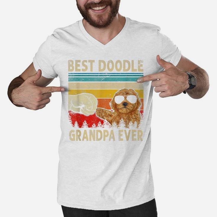 Mens Best Doodle Grandpa Ever Goldendoodle Dog Dad Father's Day Men V-Neck Tshirt