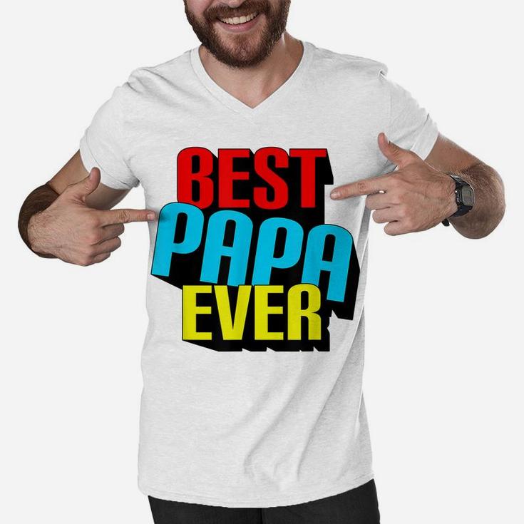 Mens Best Papa Ever Grandpa Fathers Day Gift Pop Pop Pop Men V-Neck Tshirt