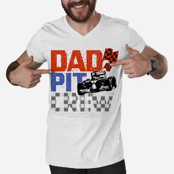 Mens Race Car Themed Birthday Party Gift Dad Pit Crew Costume Men V-Neck Tshirt