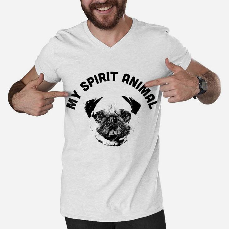 My Spirit Animal Pug - Funny Dog Mom And Dog Dad Men V-Neck Tshirt