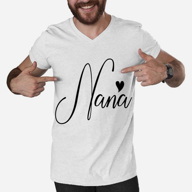 Nana Heart For Grandma Women Christmas Grandparents Day Men V-Neck Tshirt