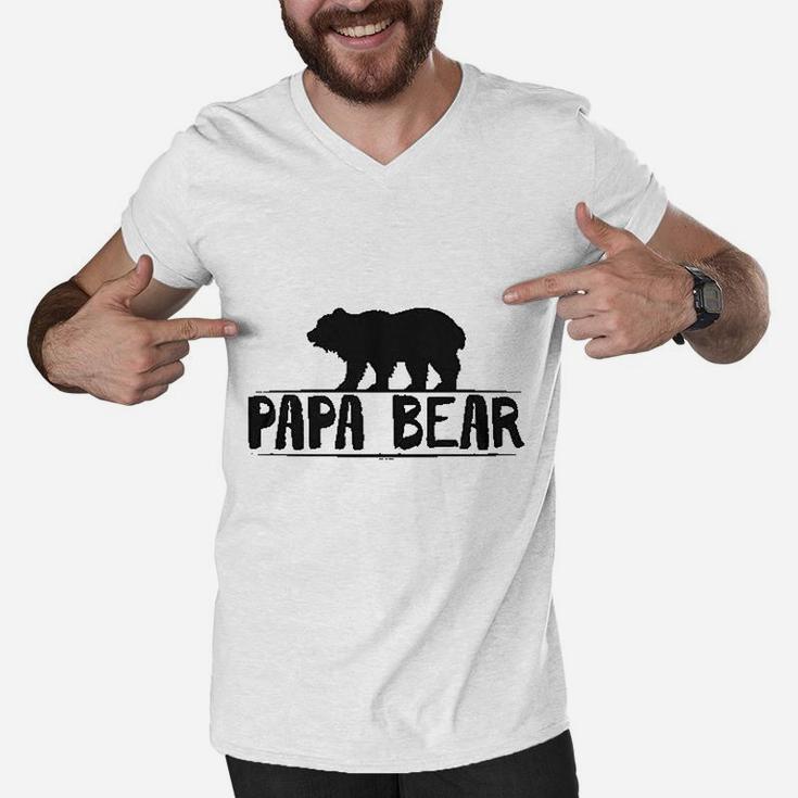 Papa Bear  Daddy Dad Father Grizzly Men V-Neck Tshirt