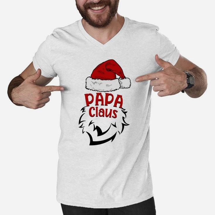 Papa Claus Merry Christmas Dad Santa Claus Head Sweatshirt Men V-Neck Tshirt