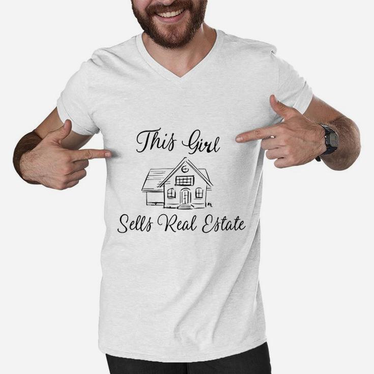 This Girl Sells Real Estate Agent Sales Realtor Job Men V-Neck Tshirt