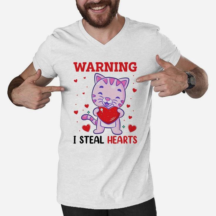 Warning I Steal Valentine Day Valentine Day Gift Happy Valentines Day Men V-Neck Tshirt