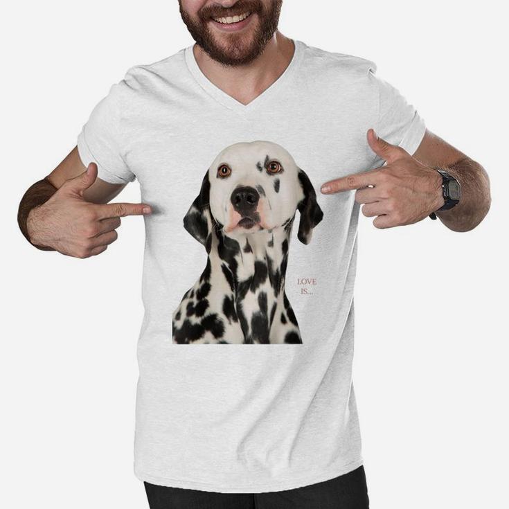 Womens Dalmatian Shirt Dalmation Tshirt Dog Mom Dad Love Pet Tee Men V-Neck Tshirt