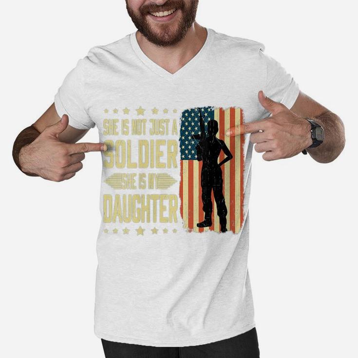 Womens My Daughter Is A Soldier Hero - Proud Army Mom Dad Military Men V-Neck Tshirt
