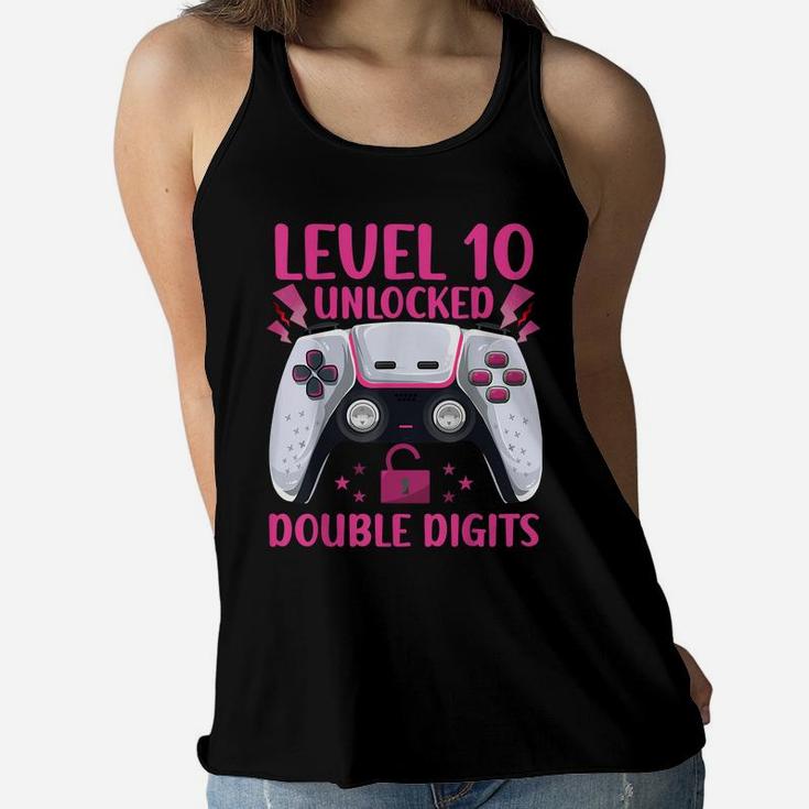 10 Yrs Old Double Digits Birthday Decorations Girl 10 Gamer Women Flowy Tank