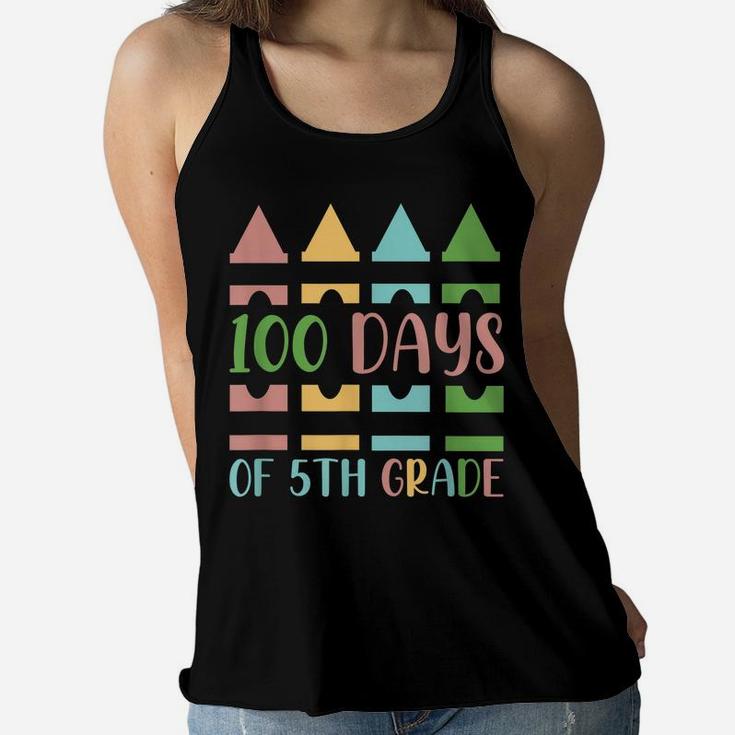 100 Days Of 5Th Grade School Kids Happy 100 Days Of School Women Flowy Tank