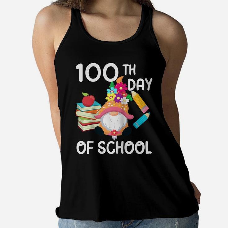 100Th Day Of School For Girls Funny Gnome School Supplies Raglan Baseball Tee Women Flowy Tank