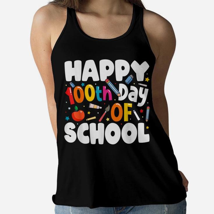 100Th Day Of School Shirt For Teachers Kids Happy 100 Days Women Flowy Tank