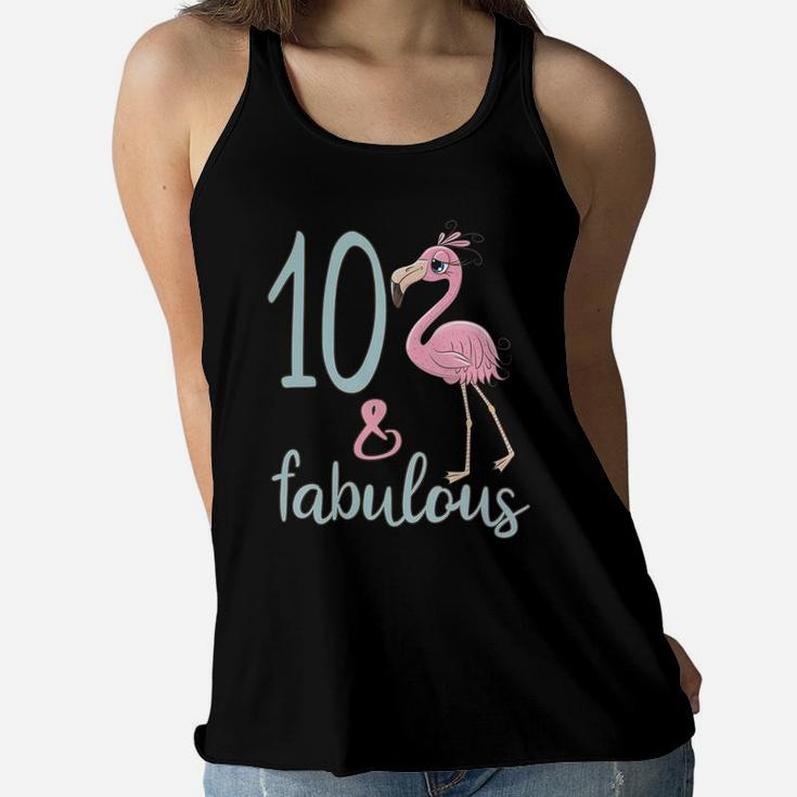10Th Bday Girl Outfit 10 Year Old Flamingo Birthday Gift Women Flowy Tank