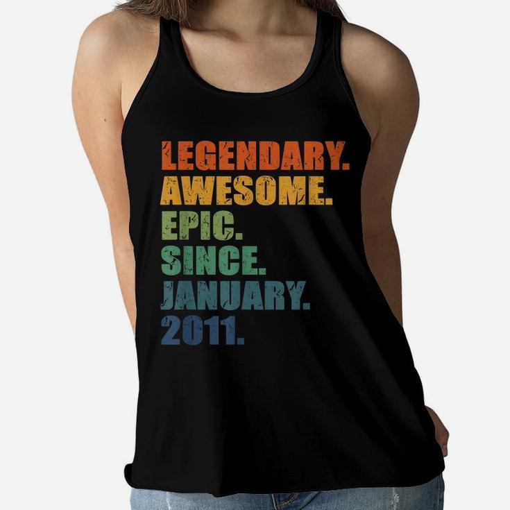 10Th Birthday Gift For Boys Girls, January 2011 10 Years Old Women Flowy Tank