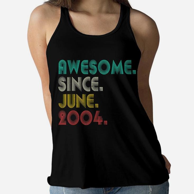 17Th Birthday Awesome Since June 2004 Boy Girl 17 Years Old Women Flowy Tank