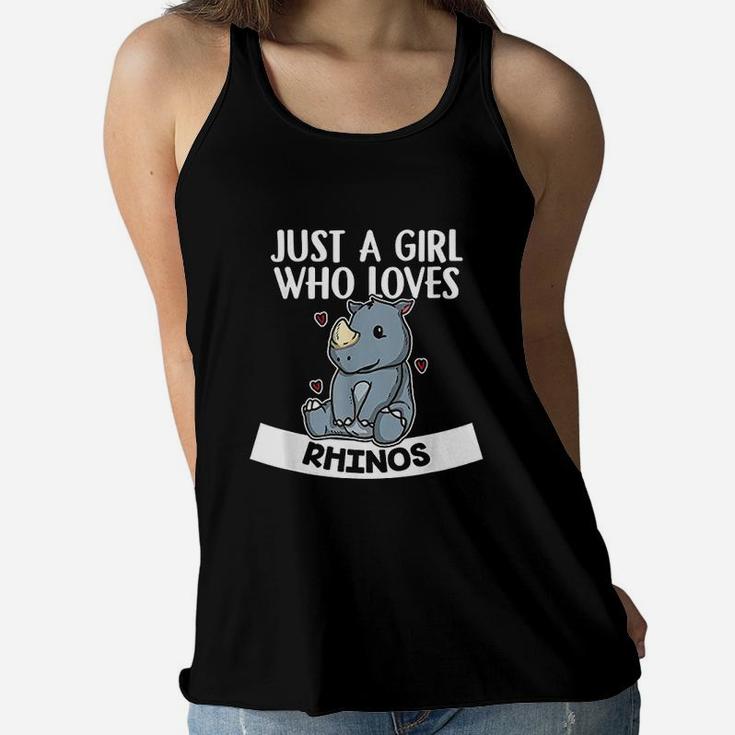 Just A Girl Who Loves Rhinos Cute Rhinoceros Rhino Women Flowy Tank