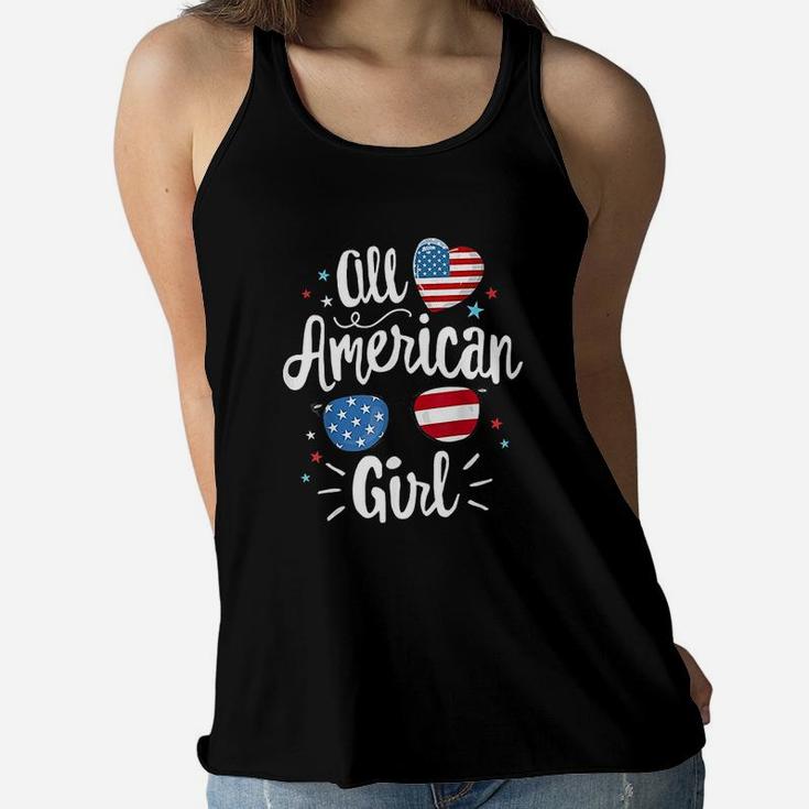 All American Girl Women American Flag 4Th Of July Patriotic Women Flowy Tank