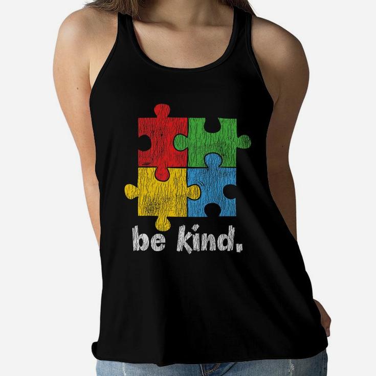 Autism Awareness - Be Kind Autistic Kids Awareness Kindness Women Flowy Tank