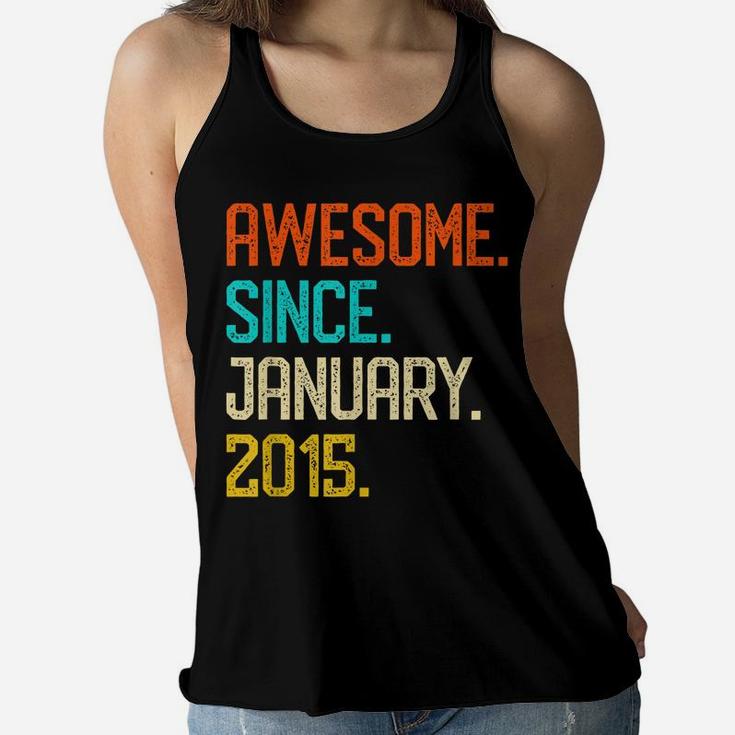 Awesome Since January 2015 Shirt Retro 4Th Birthday Girl Boy Women Flowy Tank
