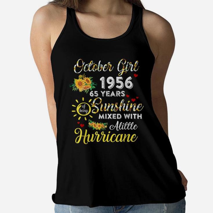 Awesome Since October 1956 65Th Birthday Flower Oct Girl Women Flowy Tank