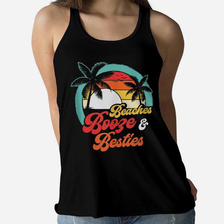 Beaches Booze Besties Summer Best Friend Girls Trip Women Flowy Tank
