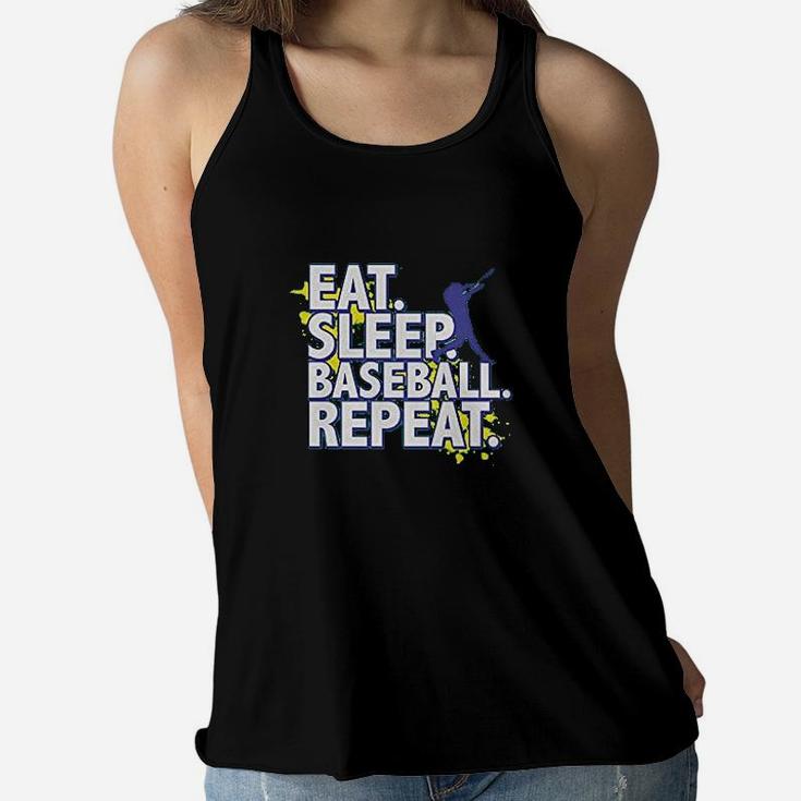 Big Boys Eat Sleep Baseball Repeat Women Flowy Tank
